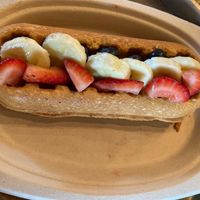 Vegan waffle boat with mixed fruit at The Urban Bean in Orange Park