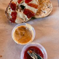 French toast bagel with natural peanut butter & house made jam at The Urban Bean in Orange Park