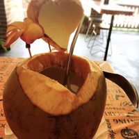 young coconut water at BunBaliCafe in Ubud