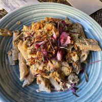 Artichoke and mushroom creamy pasta at WAVE in East London