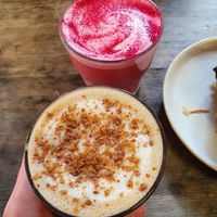 peanut coffee and beetroot latte at WAVE in East London