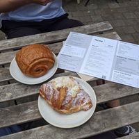 Almond pastry and pain au chocolat at WAVE in East London