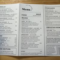 Big menu for food…100% vegan  at WAVE in East London