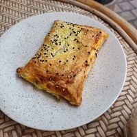Spinach and potato curry pastry at WAVE in East London