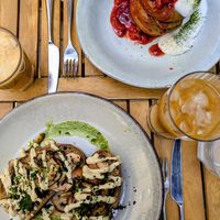 Garlicky mushrooms on toast and matcha pancakes at WAVE in East London