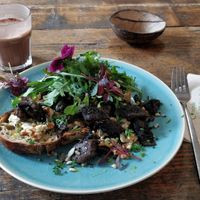 Garlic mushrooms on sourdough toast. Amazing! at WAVE in East London