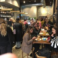 Tables inside. at Blue Stripes Cacao Shop in New York City