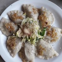 Dumblings with cabbage and mushrooms at Caffe Miasto in Warsaw