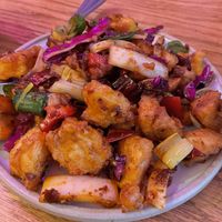 Dry pepper style potatoes  at Spicy Moon - 6th St in New York City