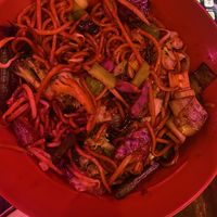 Vegetable lo mein  at Spicy Moon - 6th St in New York City