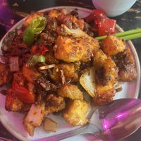 “Dry pepper” style tofu plate   at Spicy Moon - 6th St in New York City