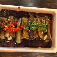 Steamed eggplant and hot pepper at Spicy Moon - 6th St in New York City