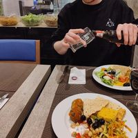 A selection from the salad bar + polenta bites at Jardim das Cerejas - Chiado in Lisbon