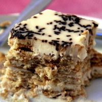 creamy cookie crust layer cake at Jardim das Cerejas - Chiado in Lisbon