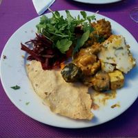 mix of food from buffet at Jardim das Cerejas - Chiado in Lisbon