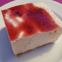 tofu cheesecake - a little on the soft side at Jardim das Cerejas - Chiado in Lisbon
