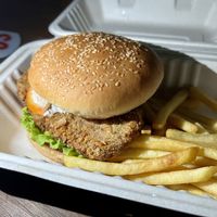 ‘Chicken’ burger   at Burgershack in Kampot
