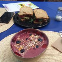 Blackberry bowl and avocado/ hummus sandwich  at Verde Vegano  in Oaxaca