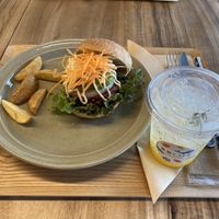 Hamburger  at Rakuen Cafe in Naha