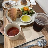 Soup and salad set   at Rakuen Cafe in Naha