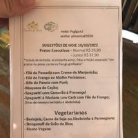Vegetarian menu  at Pimenta de Cheiro in Sao Paulo
