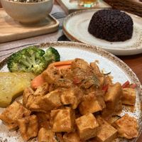 Tofu red curry (ask for no shrimp paste)   at Easy Health in Pattaya