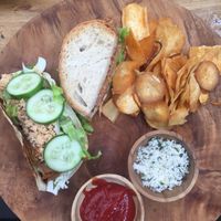 Jackfruit taco and jackfruit sandwich at No Fish Today in Weligama