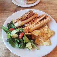 Bacon, cheese and tofu panini at The Funky Monkey in Stockport