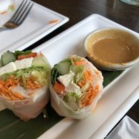 Summer rolls with peanut sauce (half an order - we’d already eaten the first two pieces).  at SkyIce in Brooklyn