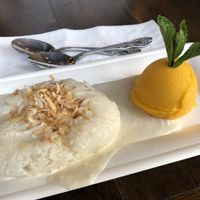 Coconut sticky rice with mango sorbet.  at SkyIce in Brooklyn