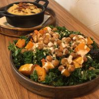 Chickpea salad and mac and cheese sides! at Friend of Mine  in Bridge Of Allan