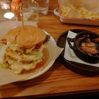 Big FOM burger (vegan) and miso mushrooms at Friend of Mine  in Bridge Of Allan