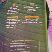 Vegan Menu Feb 2025 at Chennai Express in Basingstoke