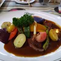 Seitan with rosemary potato at Hilberger's Beisl in Kaprun