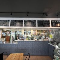 Counter area with drink menu   at Dodge Street Coffeehouse in Iowa City