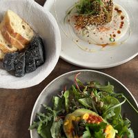Baked sesame tofu  above, avocado    below.   at Le Potager de Charlotte - Rennequin in Paris