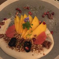 Dessert: mango  at Le Potager de Charlotte - Rennequin in Paris