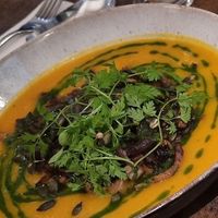 Sweet potato & pumpkin soup with mushrooms at Le Potager de Charlotte - Rennequin in Paris