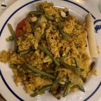 The veggie paella (specify vegan). Perfect for large groups too!  at Columbia in St Augustine