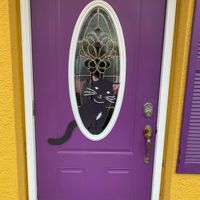 front door at The Black Cat Cafe in Devon