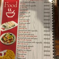 Menu at Tron Cafe in Hoi An