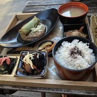 Vegan tofu steak and accompaniments! Best value for money! And great flavor!   at Mari's MetchaMatcha Wasyoku in Vienna