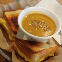 Vegan grilled cheese and sweet potato soup at The Lobby in Huntingtown