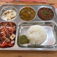 Menu of the day - vegetarian option. Tasty and just the right amount of food. COP 14,000   at Maharaja India in Magdalena