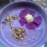Blueberry moringa smoothie bowl at Blue Earth Village in Bunutan