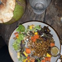Quinoa Salad with extra marinated tempeh   at Blue Earth Village in Bunutan