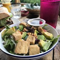 Salad bowl with tofu avocado and all kinds of seeds at Blue Earth Village in Bunutan