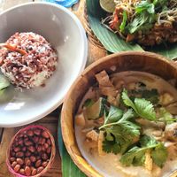 Pad Thai and coconut milk soup at Blue Earth Village in Bunutan