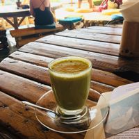 Coconut matcha latte at Blue Earth Village in Bunutan