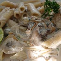 Mushroom penne (somehow weird with the coconut sauce) at Blue Earth Village in Bunutan